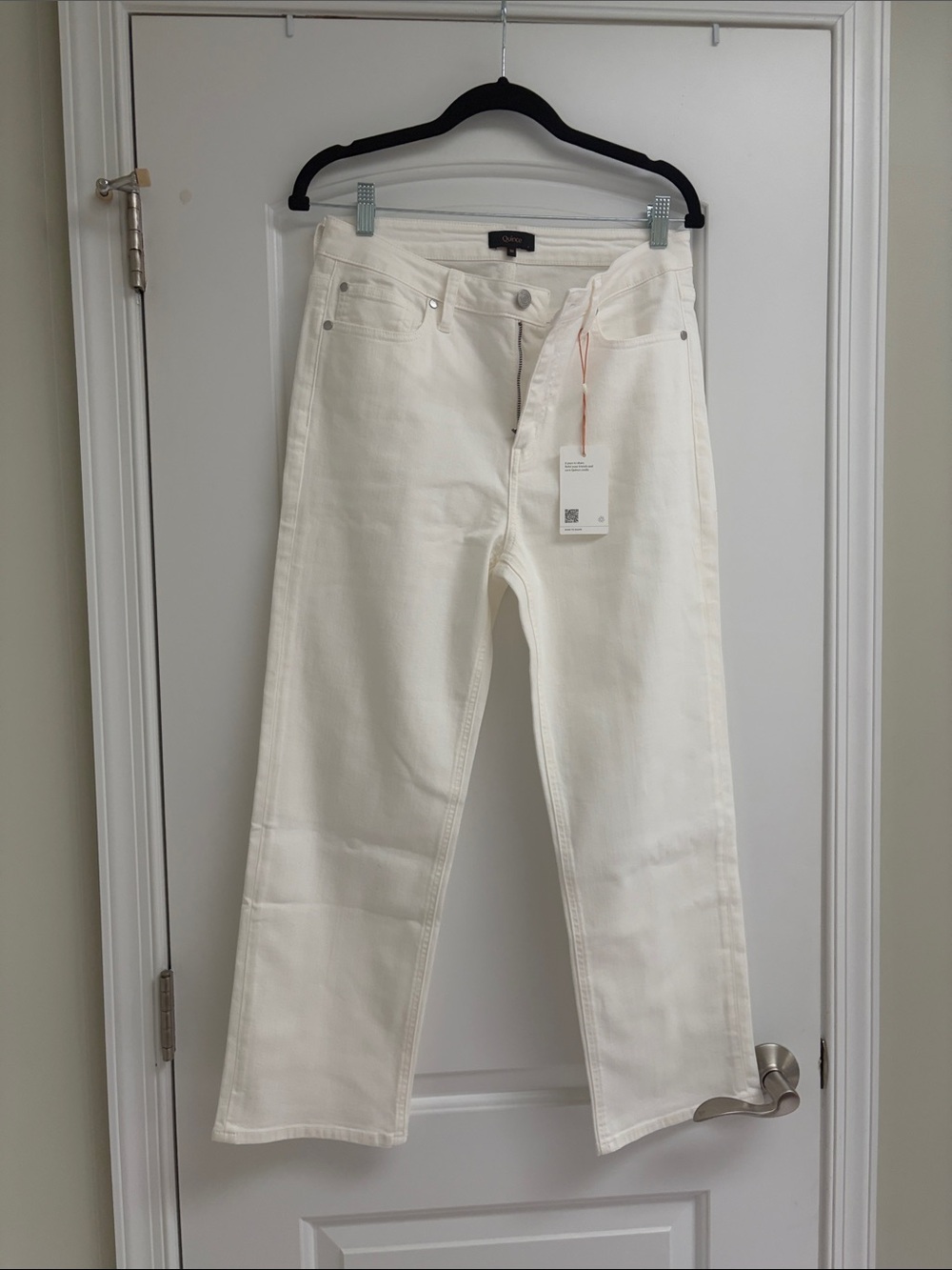 Quince Off-White Bella Stretch Straight Jeans